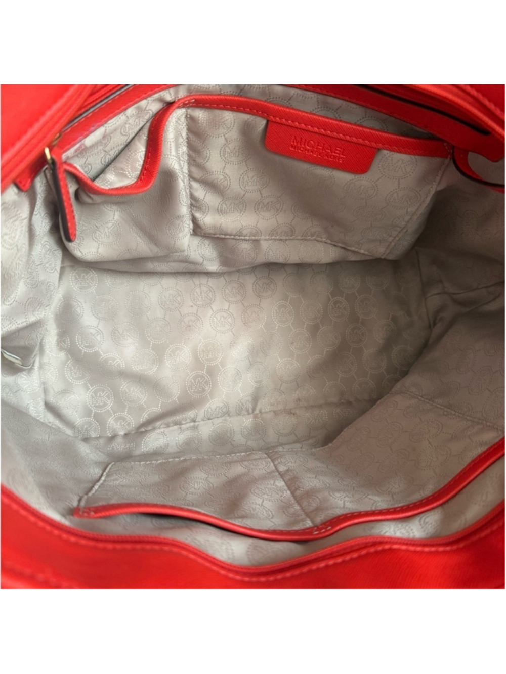 Michael Kors Jet Set Tote Colorblock Heritage Bag Red and Brown GREAT Condition - Picture 8 of 12